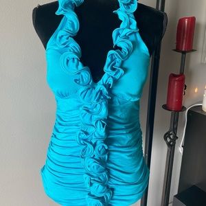 Gorgeous beautiful blue blouse with incredible detail